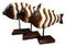 Balinese Wood Handicrafts Large Swimming River Fish Family Set of 3 Figurines