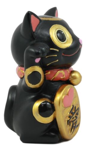 Black Maneki Neko Cat Collector Figurine Japanese Lucky Cat Charm Mao Mao Kitten