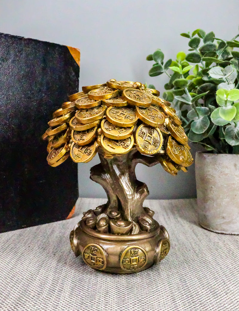 where to put money tree figurine Ebros Feng Shui Gold Tree Statue Golden Money Coin Tree of Wealth And – Ebros Gift