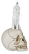 Gothic Full Moon Howling White Wolf Sitting On Graveyard Macabre Skull Figurine