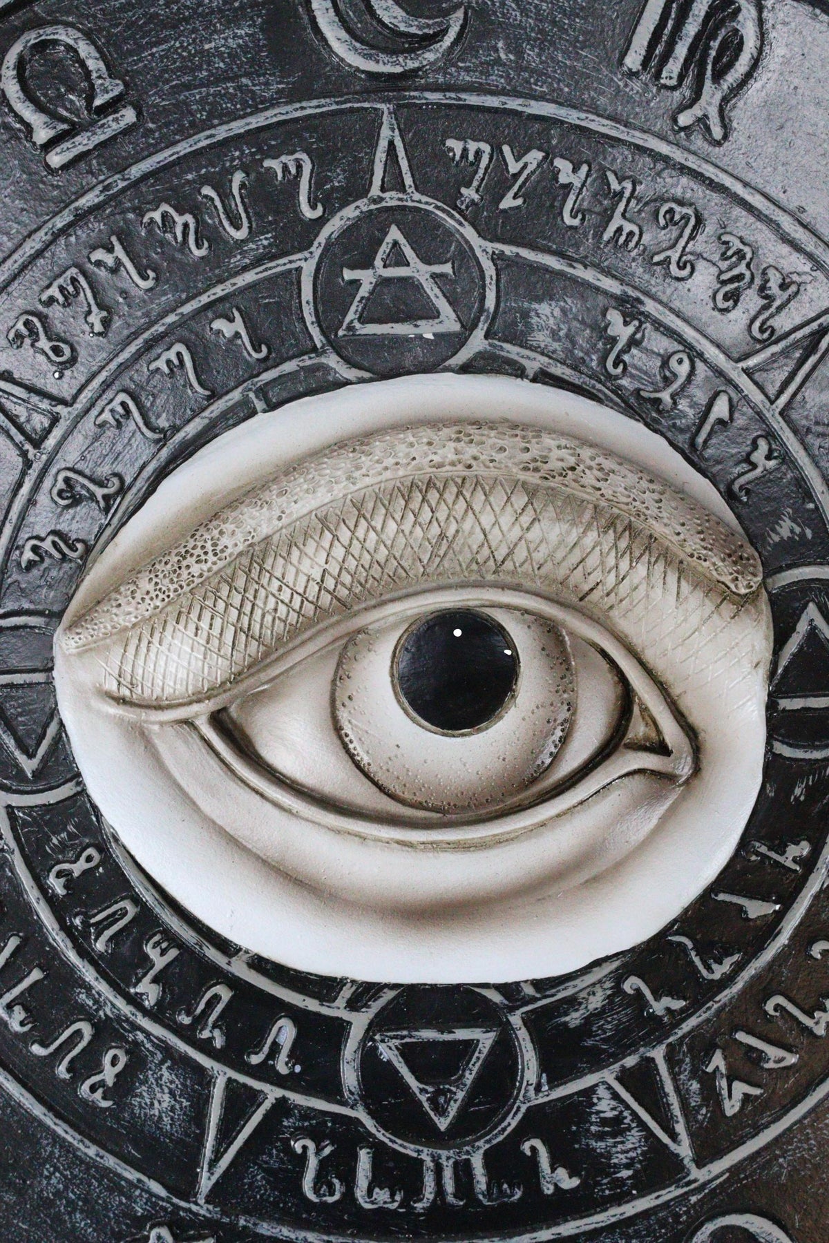 Evil Eye With Wicca Symbols Talisman Luck Wall Decor Plaque Medallion Figurine