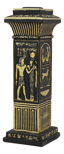 Ebros Ancient Classical Egyptian Black and Gold Hieroglyphs Royal Pillar Column Pharaoh and Isis Candle Holder Figurine 6.75" Tall Candleholder Home Decor Statue