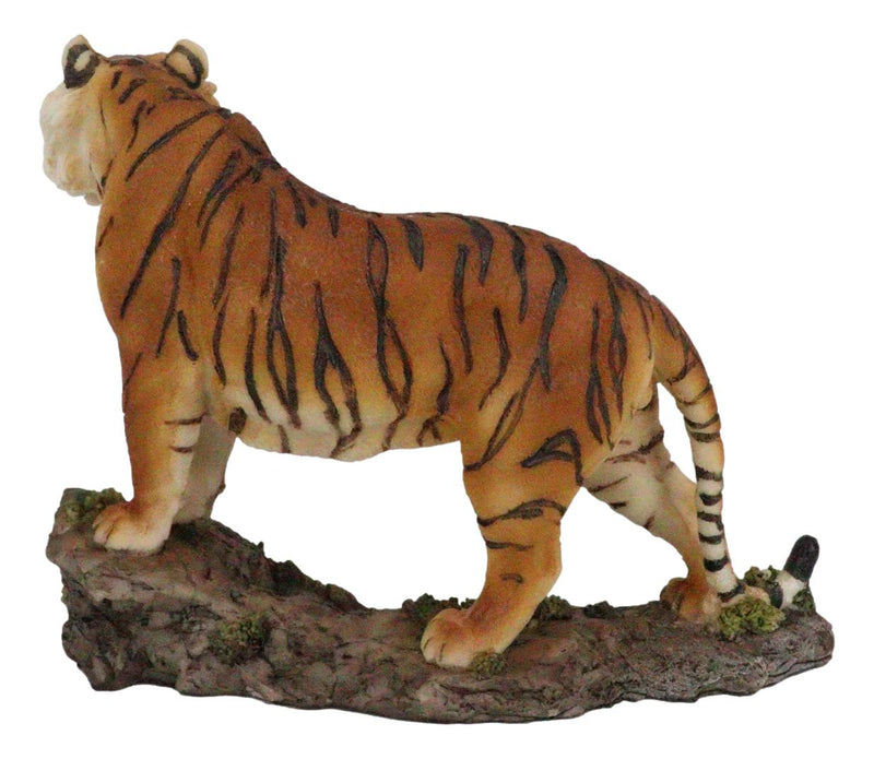 Sultan Orange Bengal Tiger On Rock Statue 7.25"Long Giant Cat Wild Animal Decor