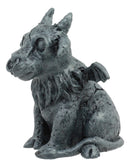 Gothic Winged Guardian Baby Goat Gargoyle Statue Faux Stone Resin Small 2.5"H