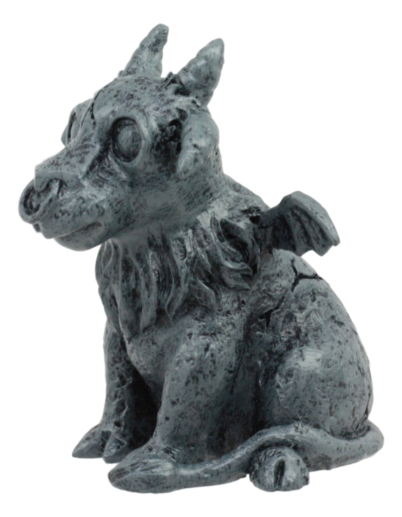 Gothic Winged Guardian Baby Goat Gargoyle Statue Faux Stone Resin Small 2.5"H