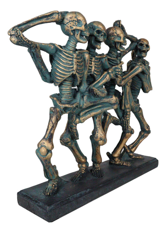 Day of The Dead Whimsical Skeletons Party Dancing Side By Side Macabre Figurine