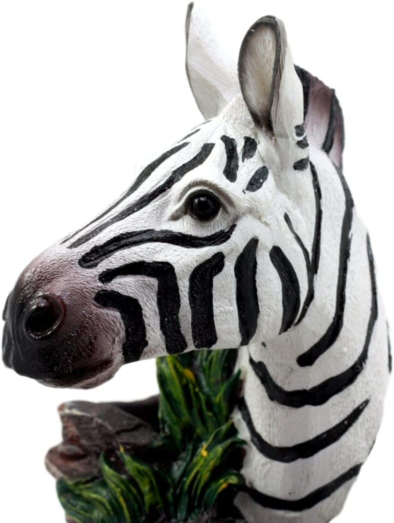 African Safari Equine Zebra Horse Glass Salt Pepper Shakers Holder Set Figurine