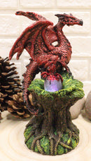 Ebros Red Volcano Dragon Mother Guarding LED Translucent Egg Figurine Night Light