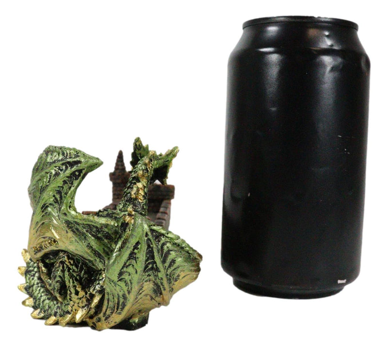 Green Dragon Perching On Castle Parapet Allure Roof Incense Burner Figurine