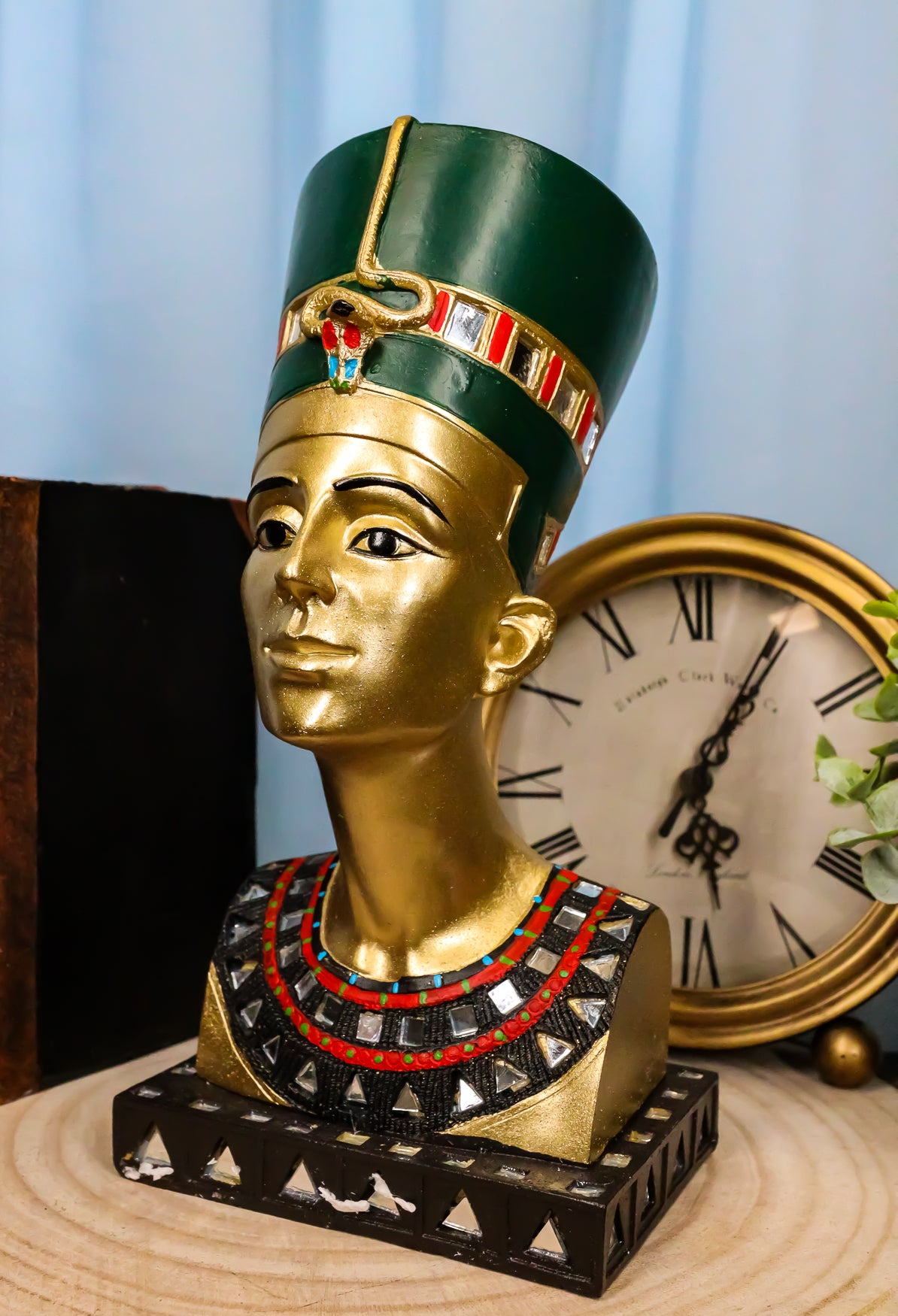 Ebros Golden Ancient Egyptian Queen Nefertiti Bust Statue 9.75" Tall Wife of Pharaoh Akhenaten - Ebros Gift
