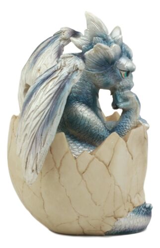 Ebros September Birthstone Dragon Egg Statue 4.25" Tall Blue Sapphire September Birthstone Gem Symbol Hatchling Dragon Collector Figurine