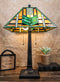 Louis Comfort Tiffany Mission Style Geometric Green Arrow Glass Shade Table Lamp