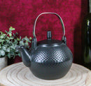 Ebros Gift Imperial Spotted Texture Teapot With Stainless Steel Handle 28oz (Black)