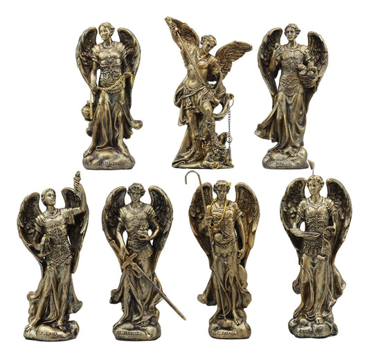Ebros Bronzed Byzantine Orthodox Catholic Church Seven Archangels Statue Set 4.75"Tall