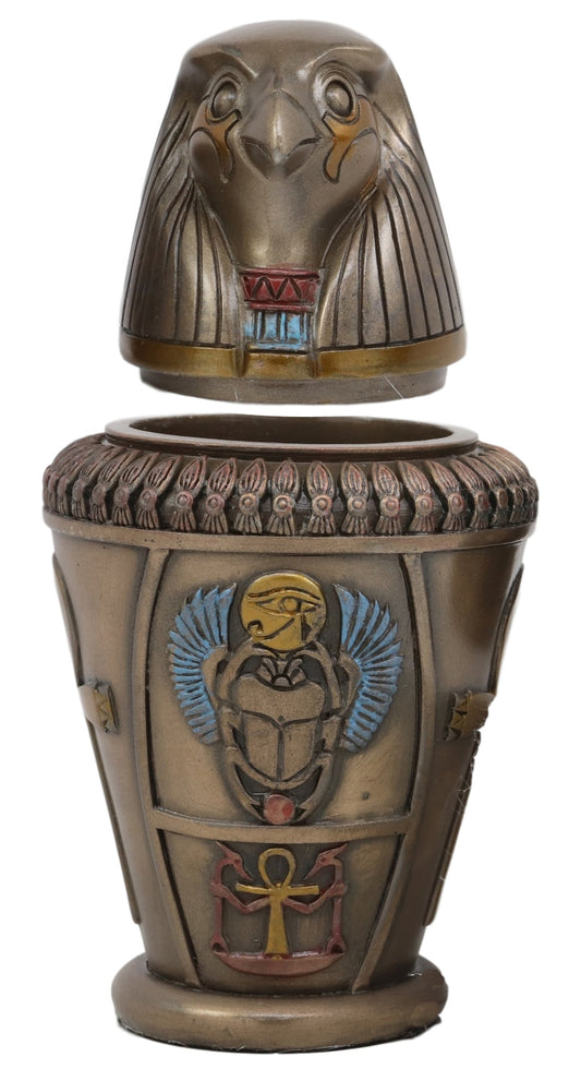 Ebros Ancient Egypt Gods and Deities Qebehsenuef Canopic Jar Urn Statue 5.75"H