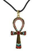 Egyptian Solar Ra Ankh Key Pendant Medallion Pewter Necklace Accessory Jewelry