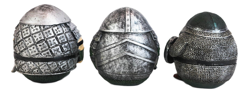 Fat Chibi Medieval Gladiator Knights With Sword Axe And Shield Figurine Set of 3