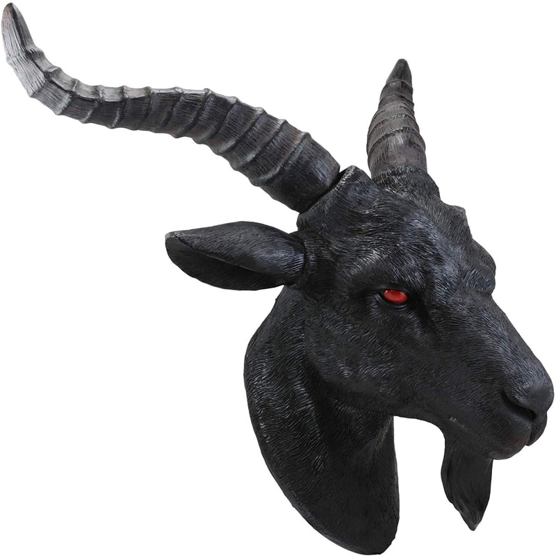 Ebros Large 18.5" Wide Black Goat With Red Eyes Wall Sculpture Hanging Plaque - Ebros Gift
