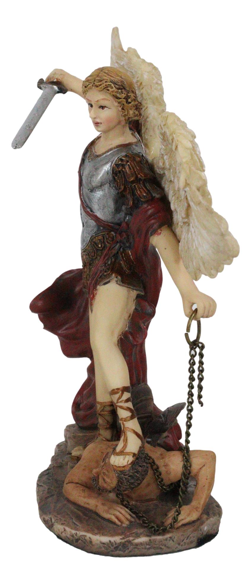 Ebros Saint Michael Defeating Satan Figurine Archangel Michael Small 6.25" H