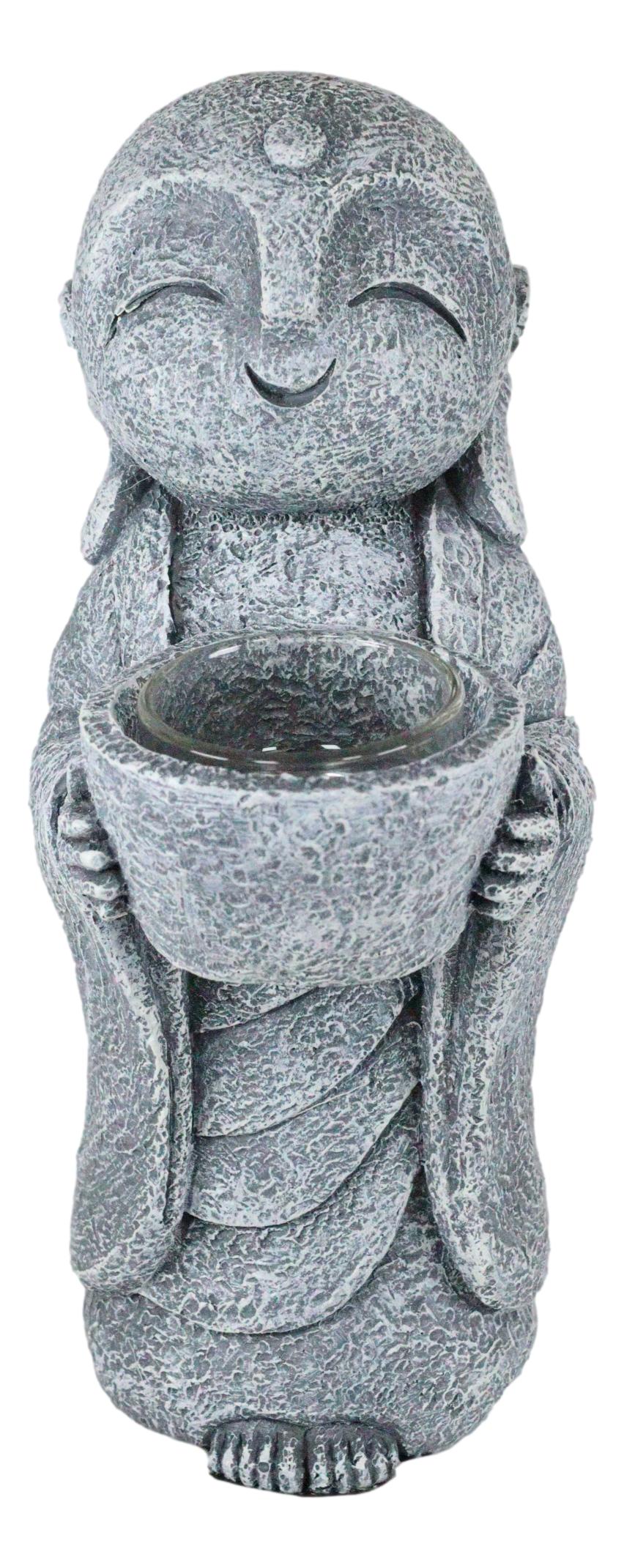 Ebros Feng Shui Zen Buddha Japanese Jizo Monk Tea Light Votive Candle Holder Figurine - Ebros Gift