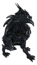 Gothic Fantasy Medieval Ember Crystal Heart Black Dragon Crouching Figurine