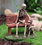 Ebros DOD Love Never Dies Skeleton Man Patting His Buddy Dog By Park Bench Figurine