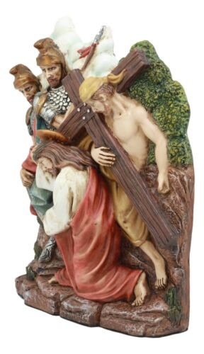 Ebros Christian Catholic Stations of The Cross Statue Or Wall Plaque Way of The Sorrows Via Crucis Jesus Christ Path to Calvary Crucifixion Decor Figurine (Station 7 Jesus Falls The Second Time)