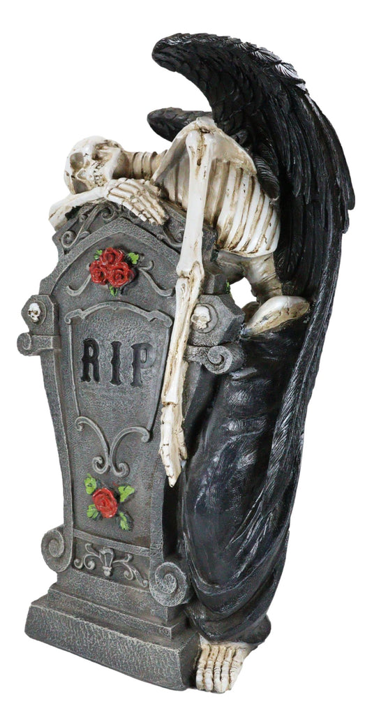 Large Winged Death Angel Grim Reaper Skeleton By Graveyard Tombstone Figurine