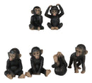 Ebros Whimsical Monkey See Monkey Do Set of 6 Chimpanzee Multi Pose Figurines