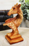 Wild Safari Savannah Giraffe Bust Figurine In Faux Wood Cutout Carving Finish