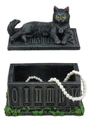 Ebros Black Cat with Pentacle Necklace Fortune's Watcher Tarot Card Deck Holder Jewelry Box Figurine with Major Arcana Numbers Home Decor Statue of Mystical Feline Cats Wicca Witchcraft Talisman
