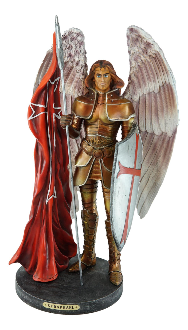 Ebros Large Archangel Saint Raphael With Spear And Faith Shield Statue God's Healing