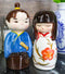 Ebros Cultural Asia Japanese Kokeshi Couple Ceramic Magnetic Salt Pepper Shakers Set