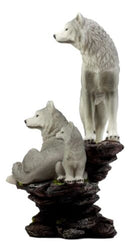 Large Denizens Of Twilight Timber Wolf Family Statue 14.25"H Wildlife Animal