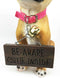 Adorable Pink Ribbon Teacup Chihuahua Dog Large Figurine W/ Welcome Sign Statue