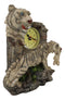 Jungle Rainforest Apex Predator White Tiger And Cub Family Table Clock Figurine