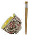 Ebros Gift Persian Summer Colorful Floral Blossoms Ramen Udong Noodles 5" Diameter Bowl With Built In Chopsticks Rest and Bamboo Chopstick Set for Dining Soup Rice Meal Bowls Decor Kitchen