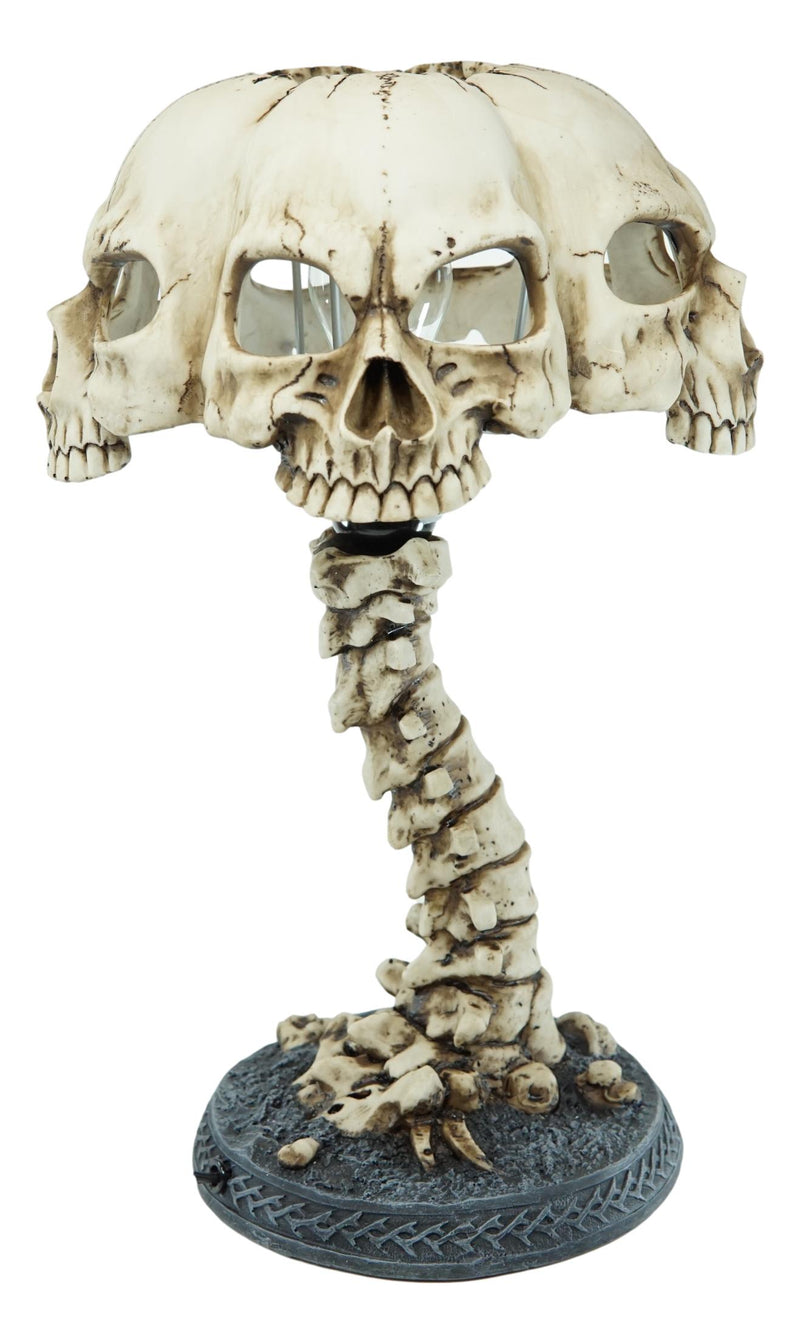 Ebros Evil Resurrection Ossuary Skulls Shade W/ Skeleton Bone Spine Column Table Lamp