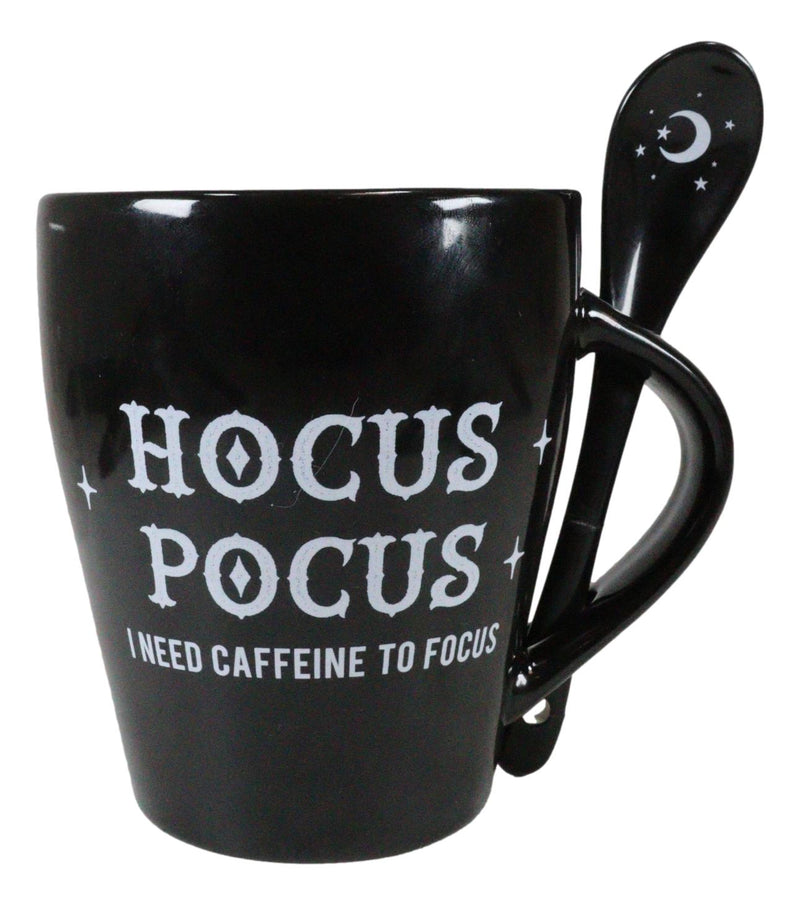 Witchcraft Wicca Hocus Pocus Crescent Moon Stars Coffee Mug And Spoon Set