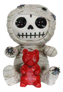 Ebros Furrybones Mummy Sarcophagus with Red Teddy Bear & Spiders Figurine 2.75"H