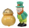 Luck Of The Irish Leprechaun Kissing Pot Of Gold Ceramic Salt Pepper Shakers Set