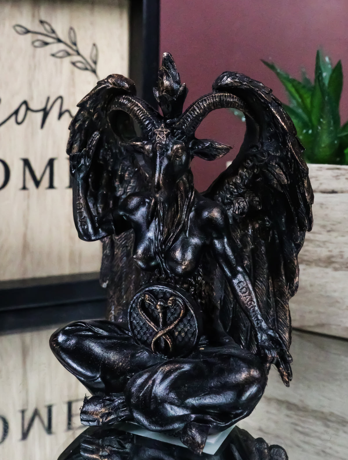 Paranormal Occult Sabbatic Goat Idol Baphomet Sitting Meditation Figurine