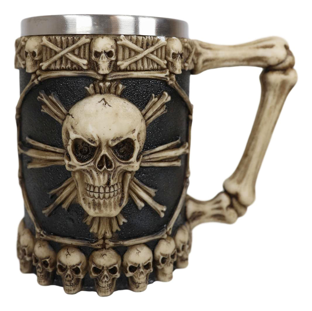 Ebros Large Skeletal Cross Bones Skull Beer Stein Tankard Coffee Cup Drink Mug 12oz - Ebros Gift