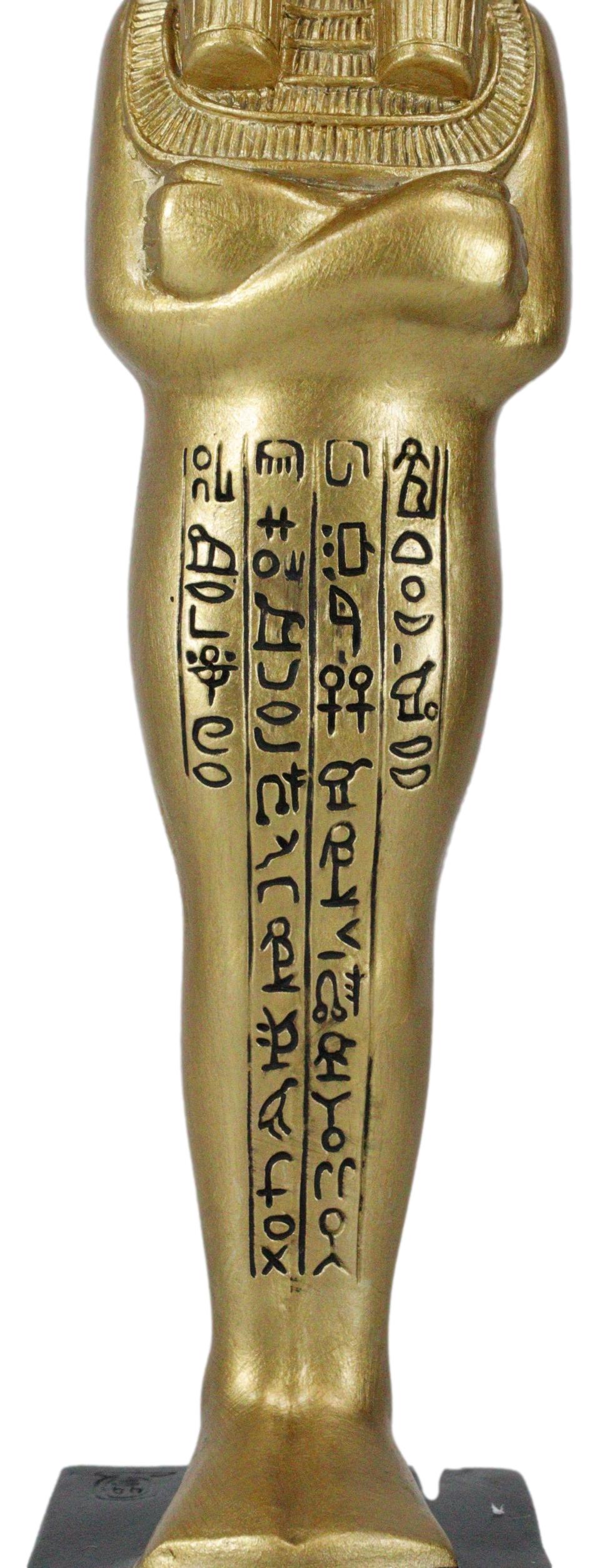 Egyptian Golden God Horus King Tut Sarcophagus Mummy With Hieroglyphs Figurine