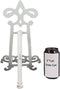 Ebros Cast Iron Rustic White Fleur De Lis Crown Scroll Art Base Easel Photo Book Stand