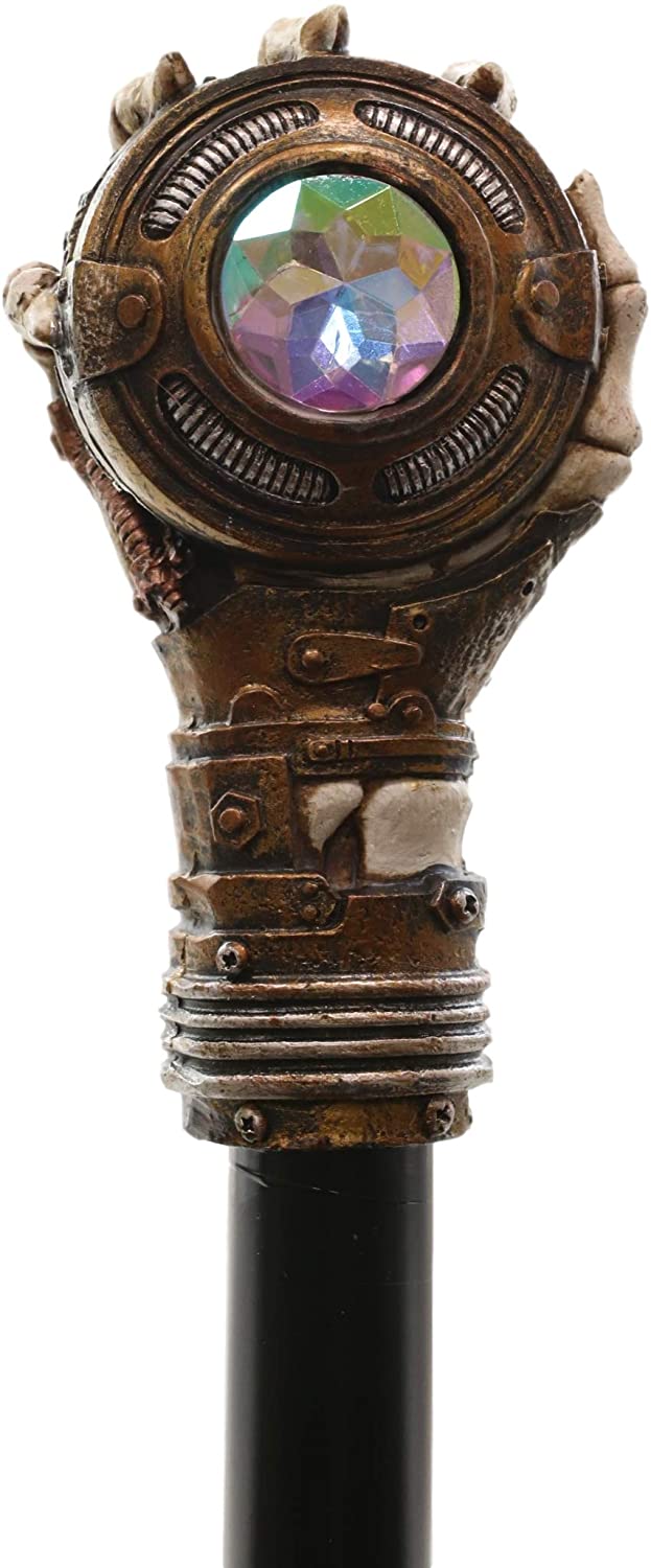 Ebros Steampunk Skeleton Hand Grasping Eye Gears Swagger Stick Cane Staff 38" L