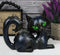 Wicca Witchcraft Mystical Curling Black Cat With Green Eyes Halloween Figurine