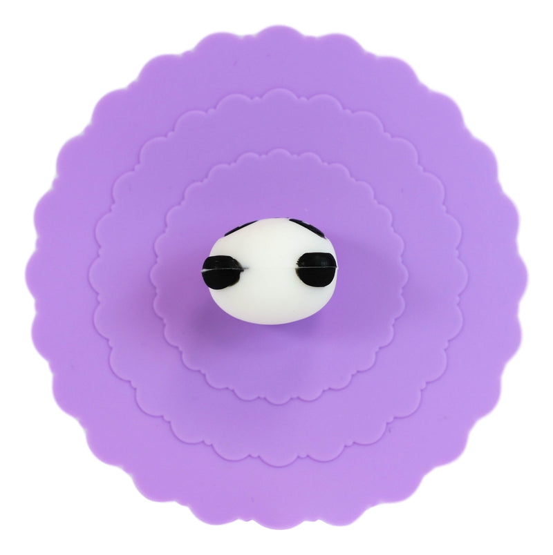 Set Of 4 Purple Panda Reusable Silicone Coffee Tea Cup Cover Lids Air Tight