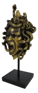 Severed Head Greek Goddess Medusa With Venom Snakes Hair On Pole Stand Figurine