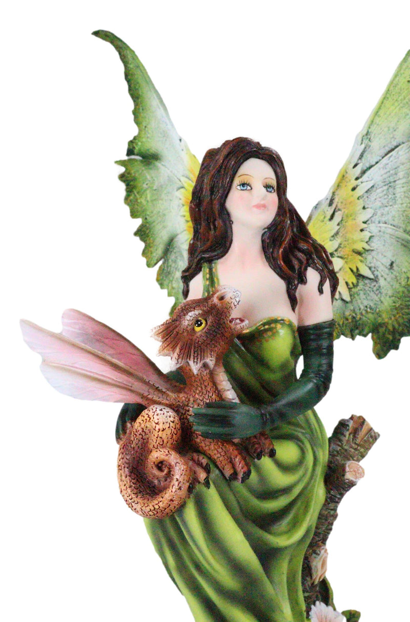 Princess Of The Forest Tribal Fairy With Red Dragon Pixie Wyrmling Statue